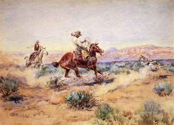  Americano Obras - Lazar a un lobo Indios americano occidental Charles Marion Russell